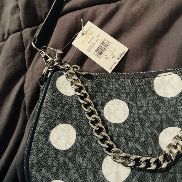 Michael Kors Navy Polka Dot 2 Way Chain Handle & 30" Strap Crossbody Bag - Picture 5 of 5